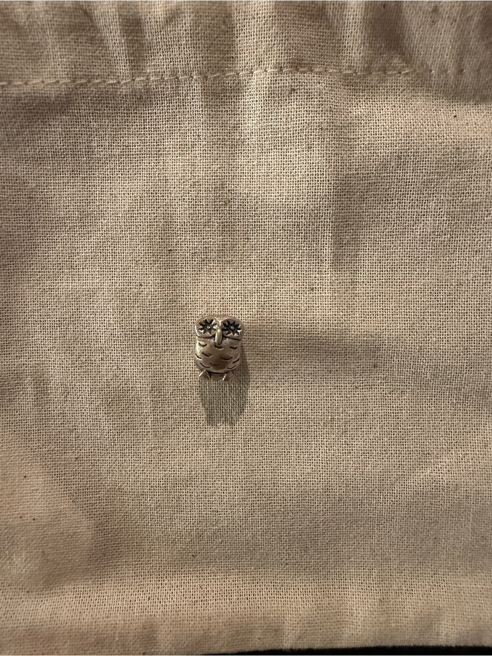 Pandora Silver Owl Charm with Flower Eyes